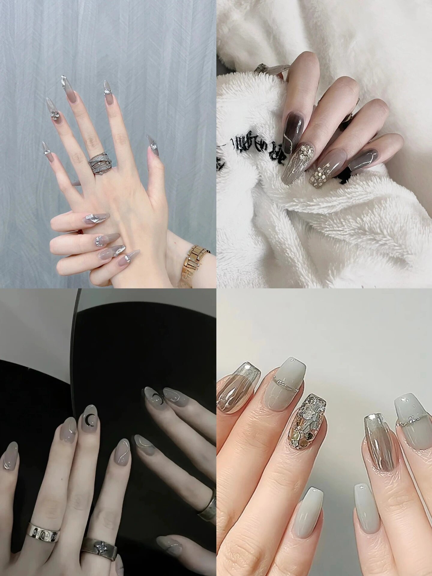 灰色清冷系列美甲 ➡️  原来灰色也很nice啊,集冰 透 清冷 显白