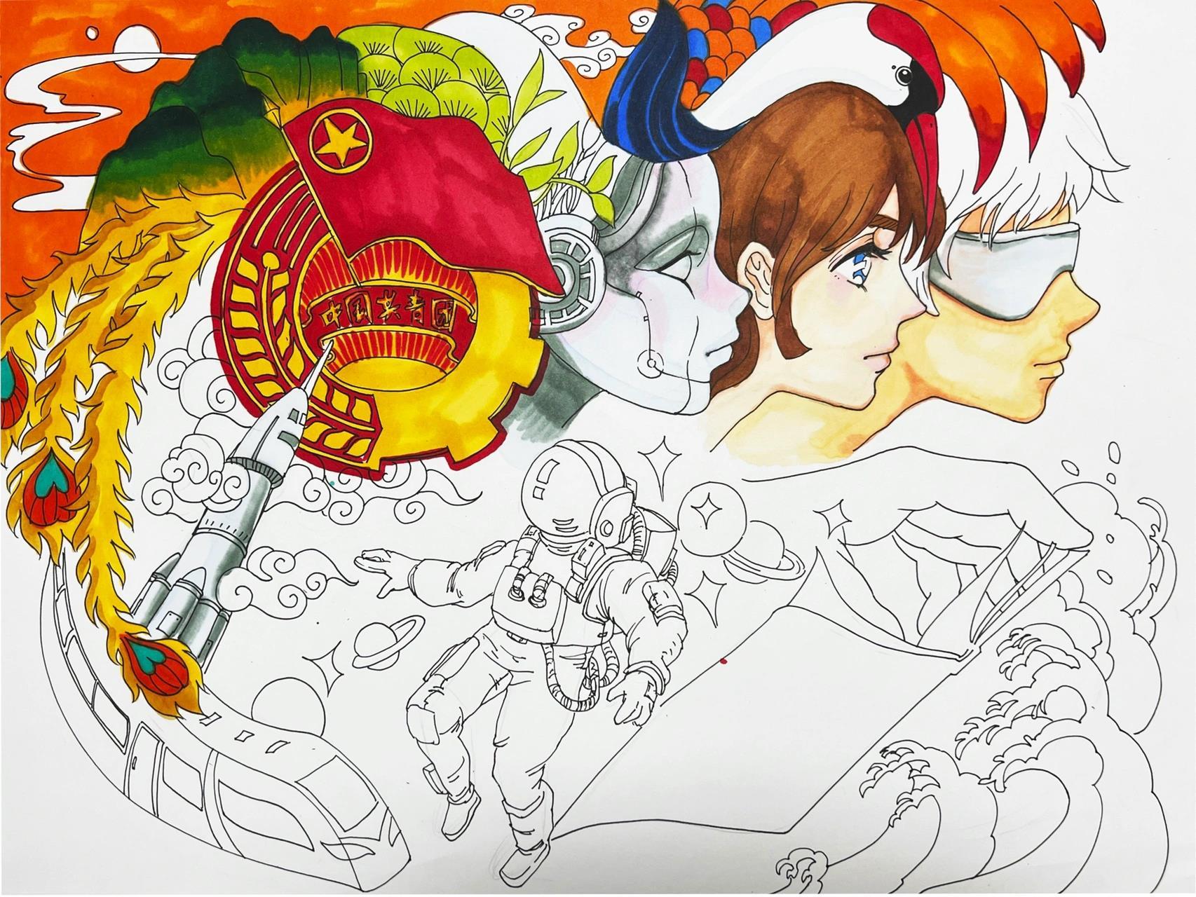 共青团员 五四青年 漫画版手抄报 原创 可 借鉴临摹