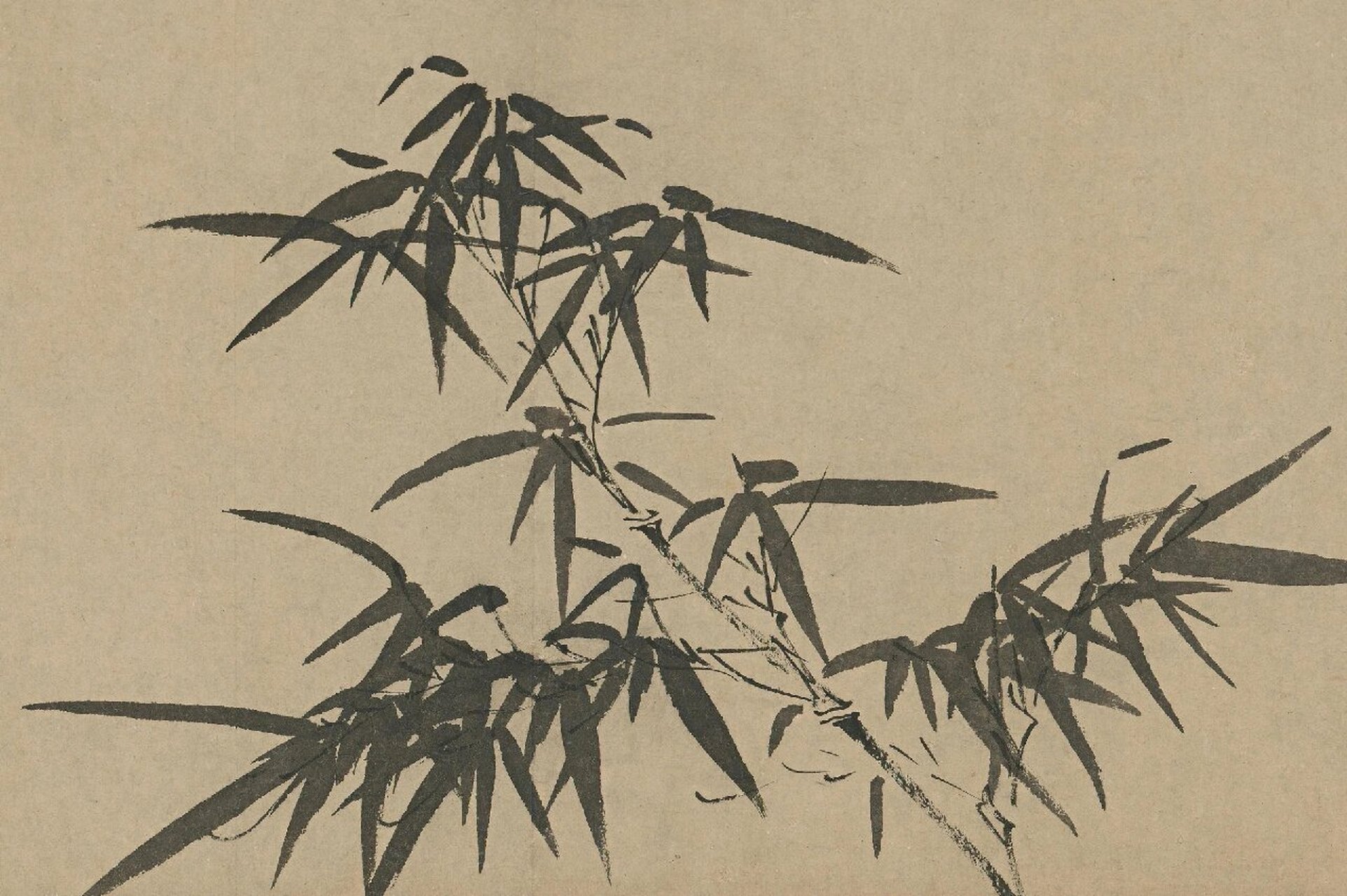 赵孟頫一家三竹图 该卷为赵孟頫与妻管道升,子赵雍的画竹合裱卷.