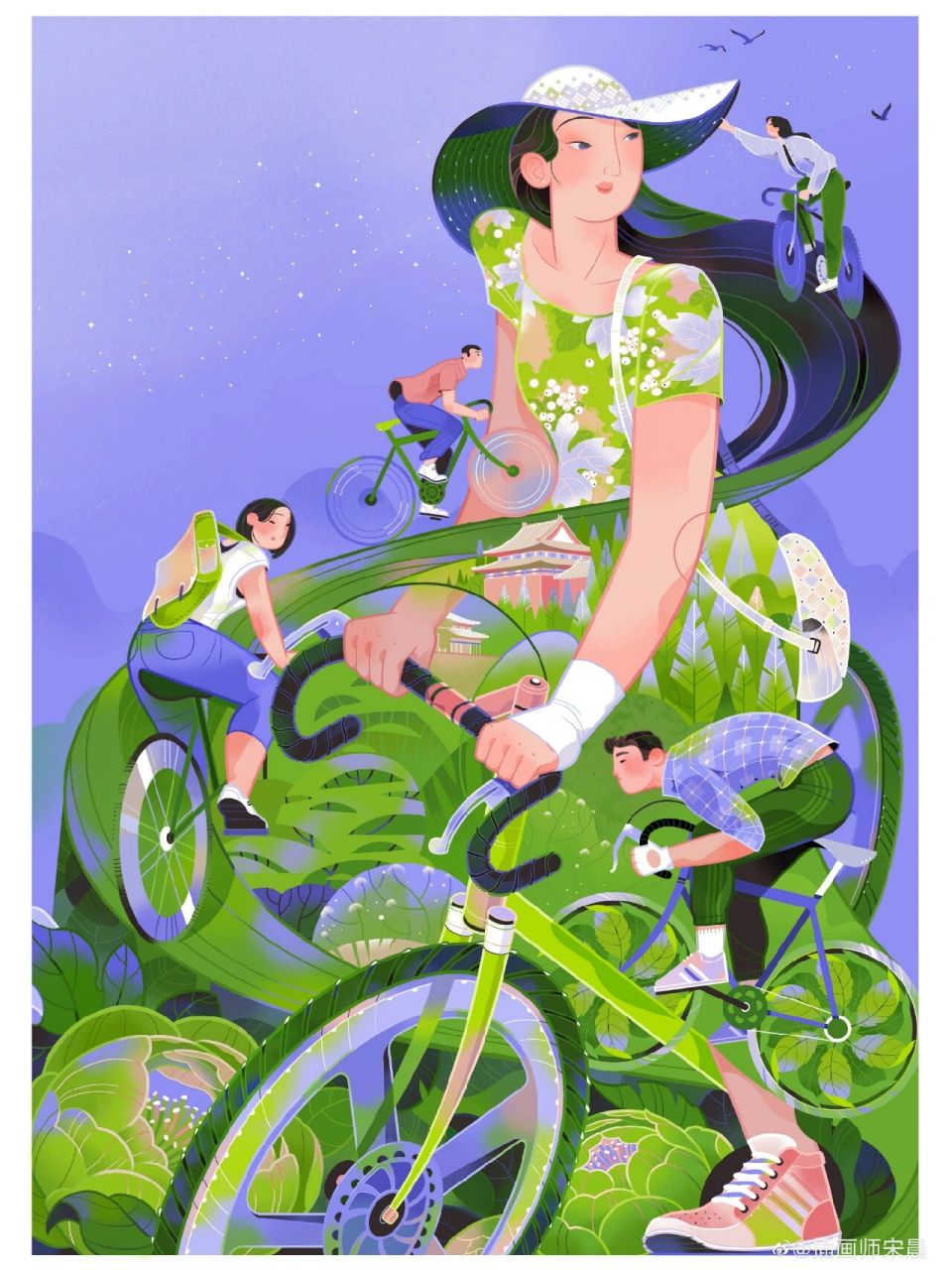 北林视传素材丨"碳适"主题装饰画 插画师宋晨的新作品!