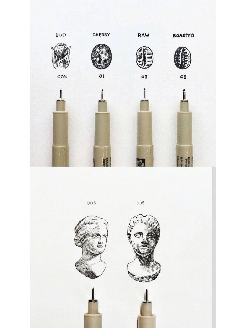 美术生校考必备:各种型号针管笔的画法