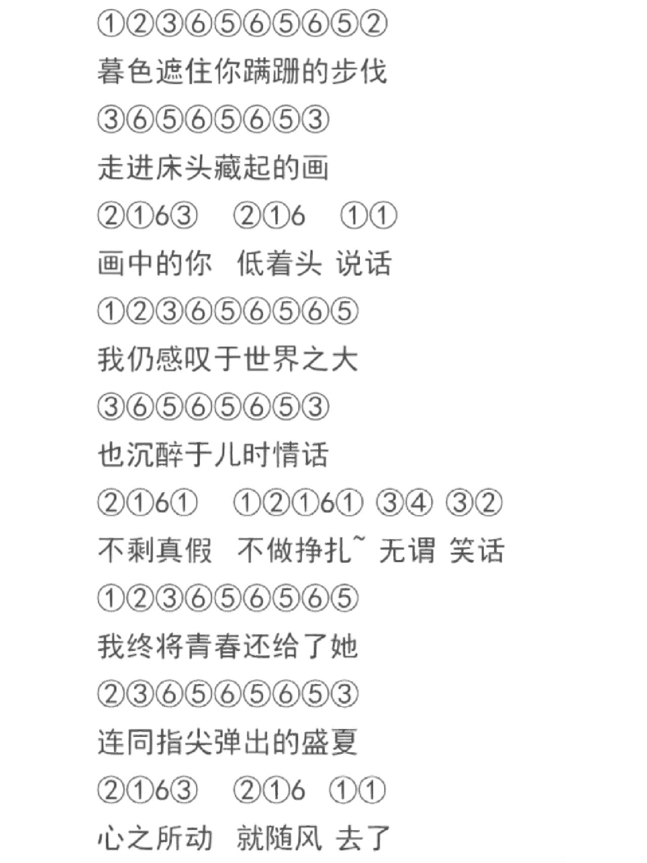 光遇琴谱《起风了》完整版