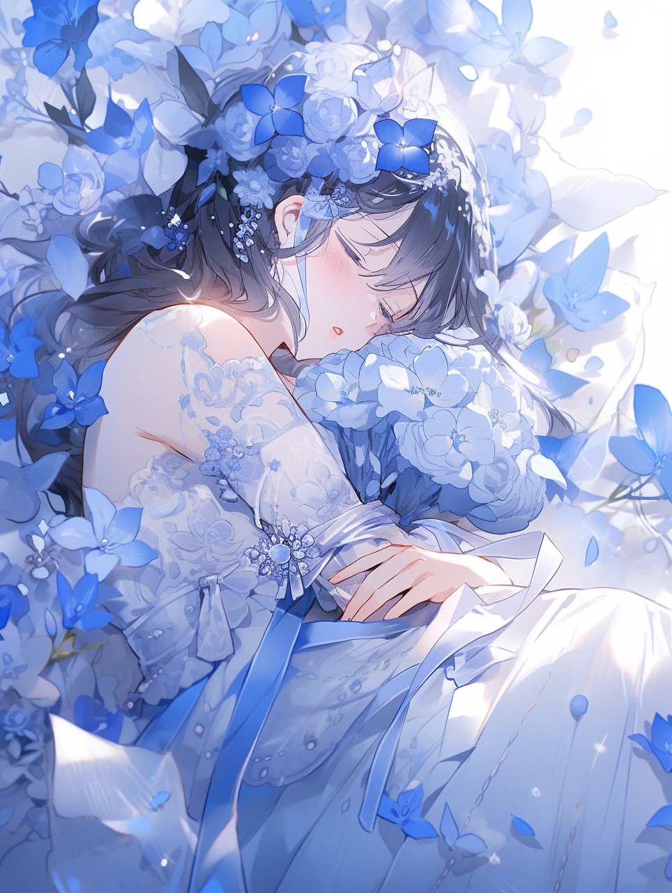 93唯美女生头像丨蓝色想念 知己内心自生想念,非一切境界有念,有