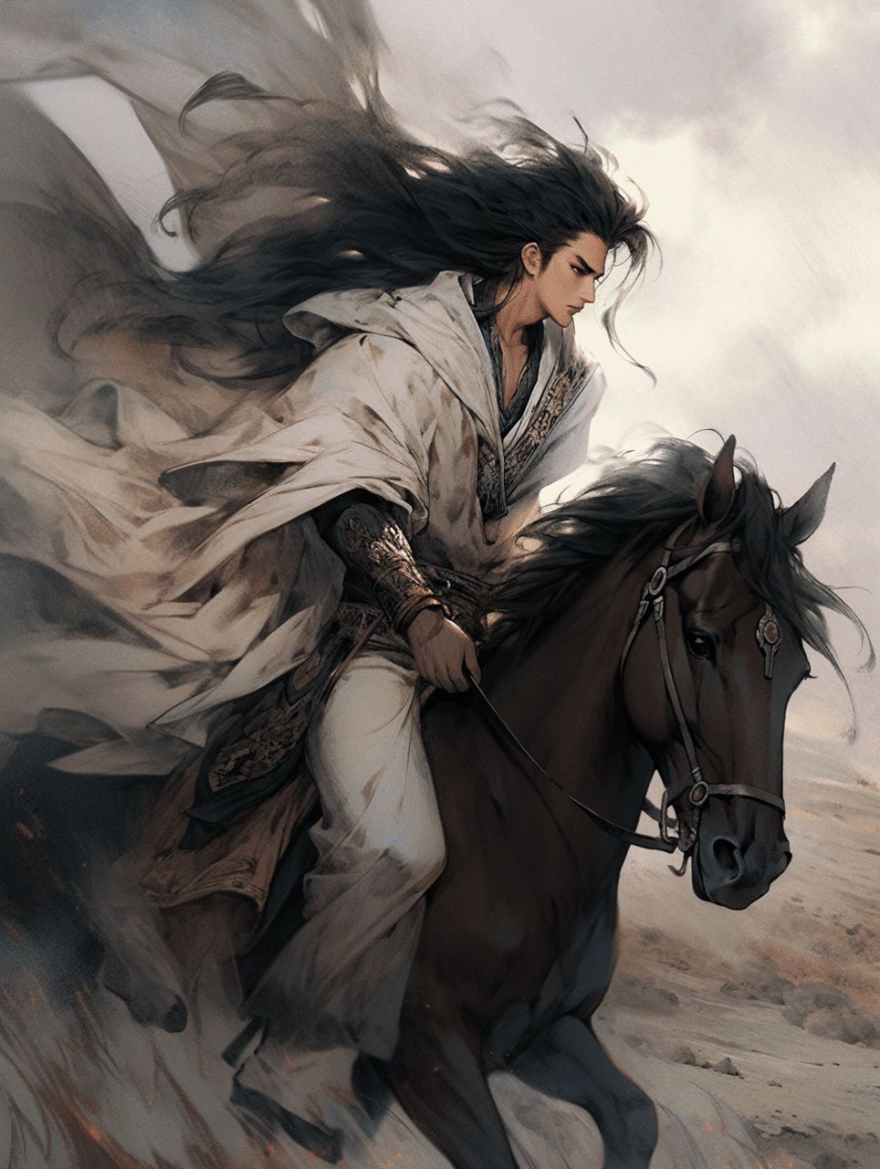 ai古风骑马少年