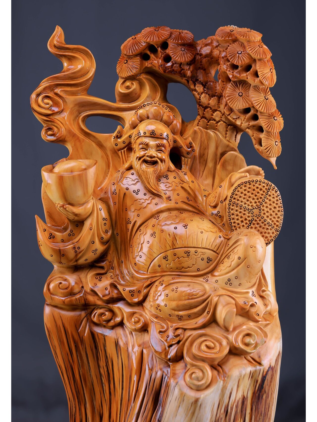 崖柏根雕工艺品家居摆件《财神》 摆件规格 : 长33cm 宽42cm 高77cm