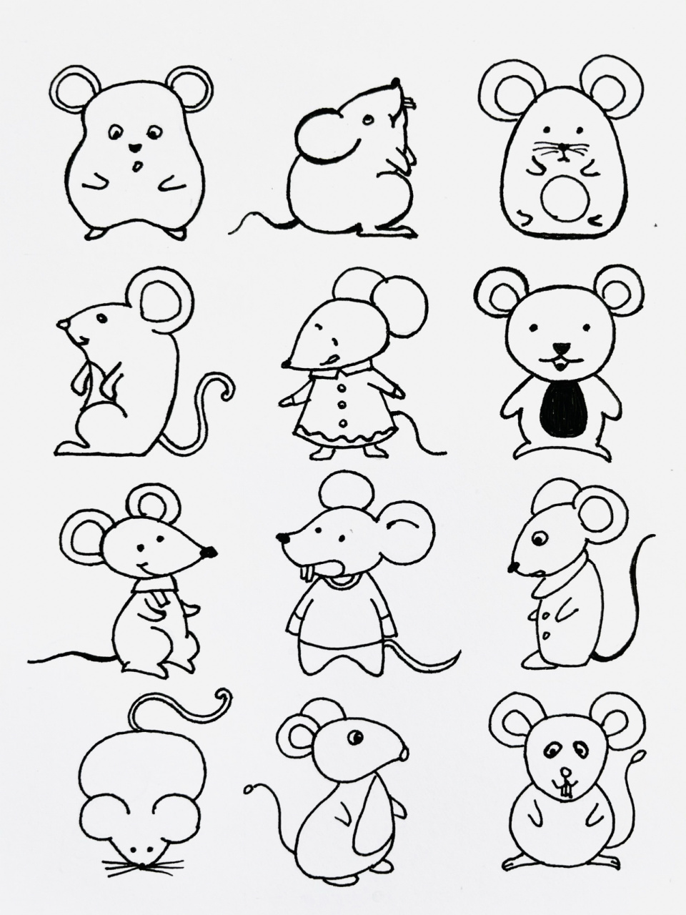 【简笔画】鼠99 分享一组可爱的小老鼠99简笔画 希望大家喜欢