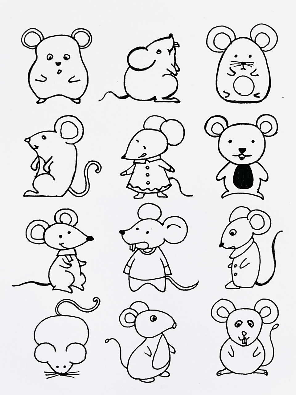 【简笔画】鼠99 分享一组可爱的小老鼠99简笔画 希望大家喜欢