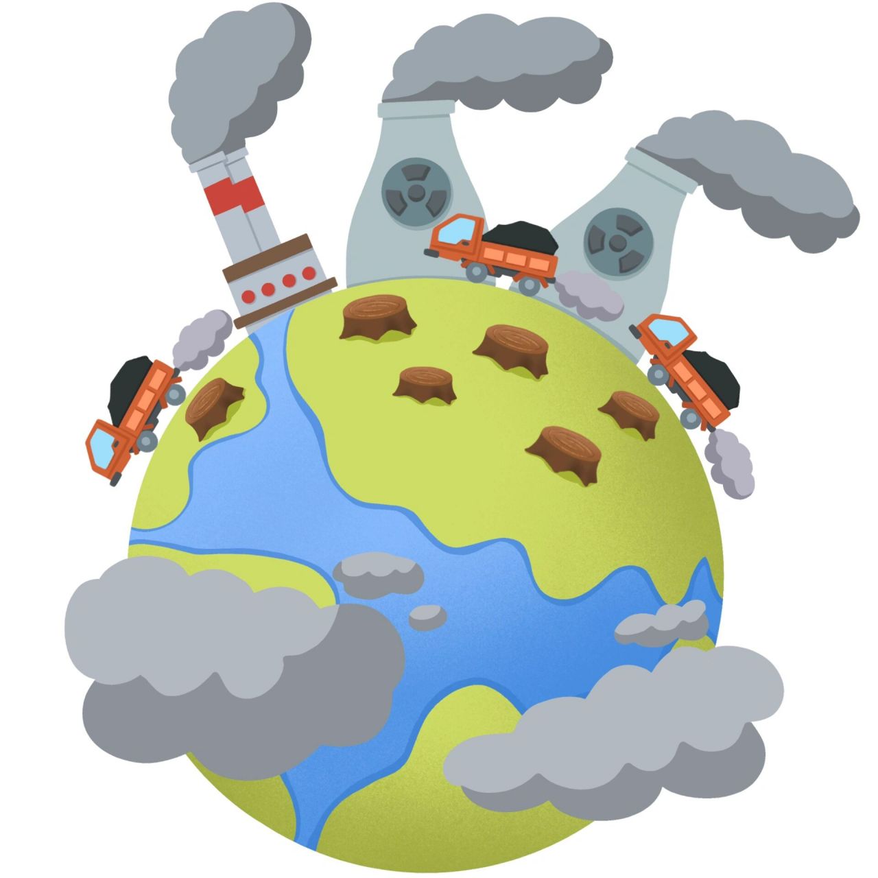 环境污染元素插画 环境污染插画小元素 工具:procreate apple pencil