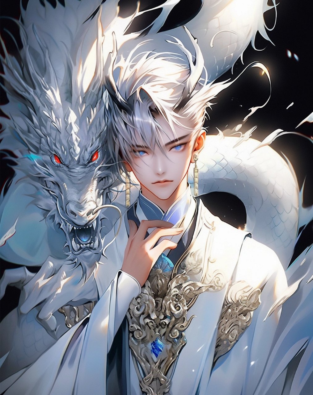 【aigc】青龙在天 祥瑞披肩,好运头像壁纸    