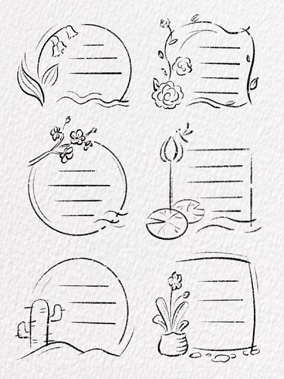 边框素材～(含教程) 各种花花94组成的边框 手抄报,手帐都可以用