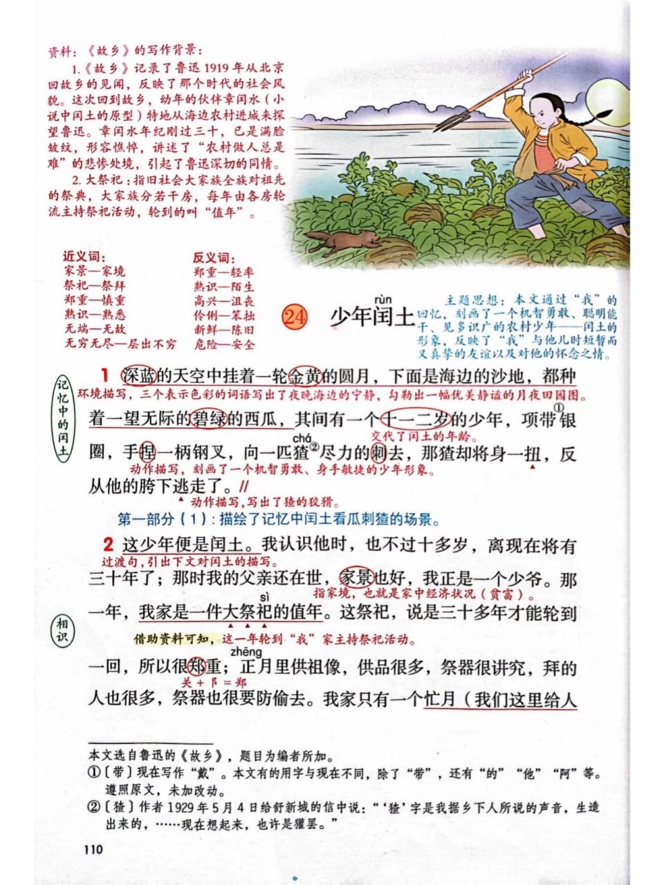 少年闰土的笔记图片图片