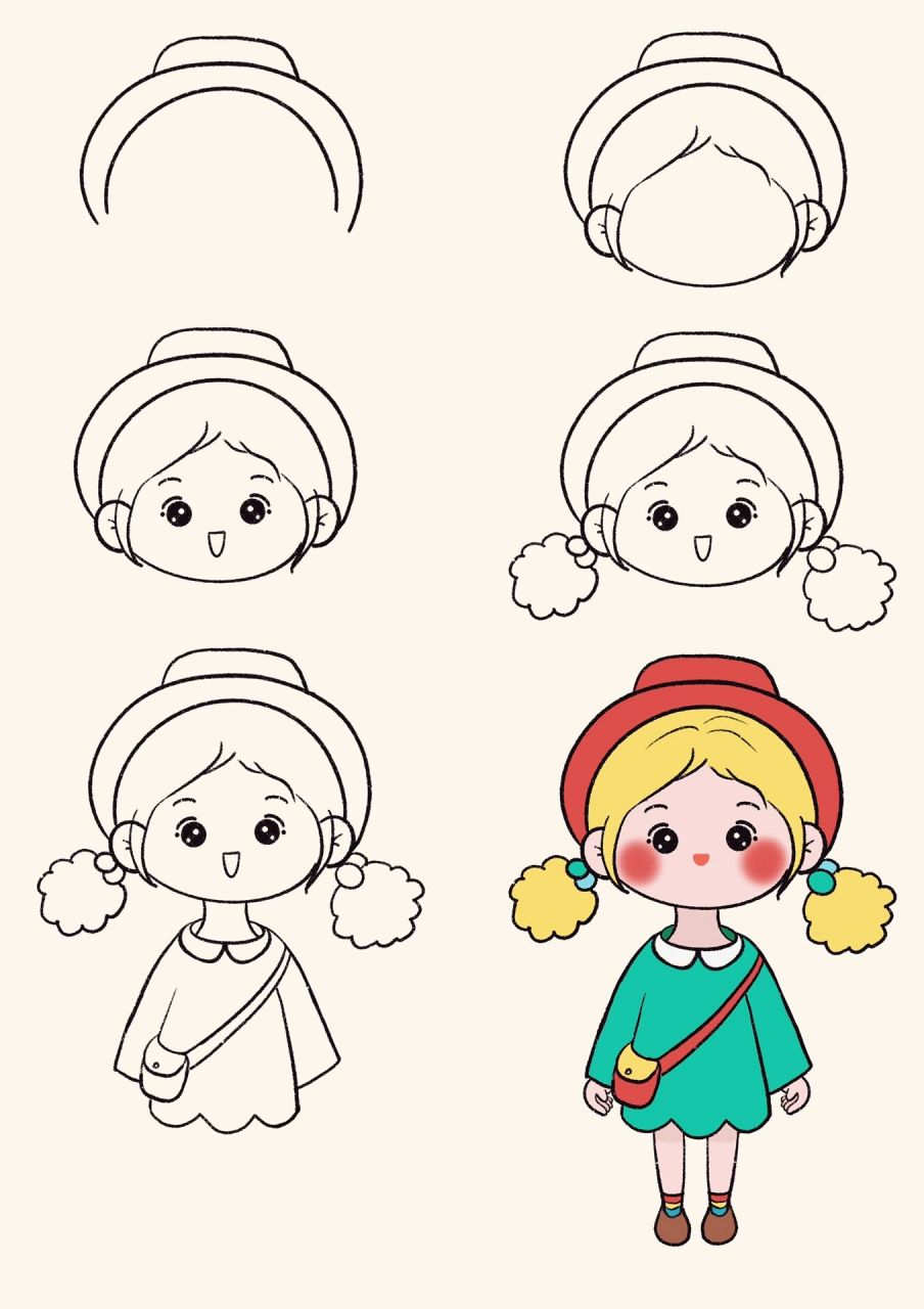 48小女孩 小女孩画法 简笔画 插画绘画过程#绘画过程