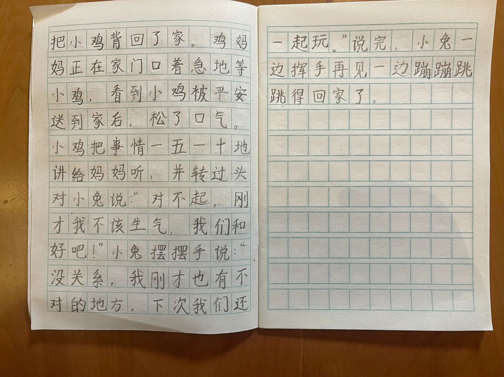 二年级下册语文写话 小鸡 小兔 雨伞 着急 和好 用五个关键词写故事