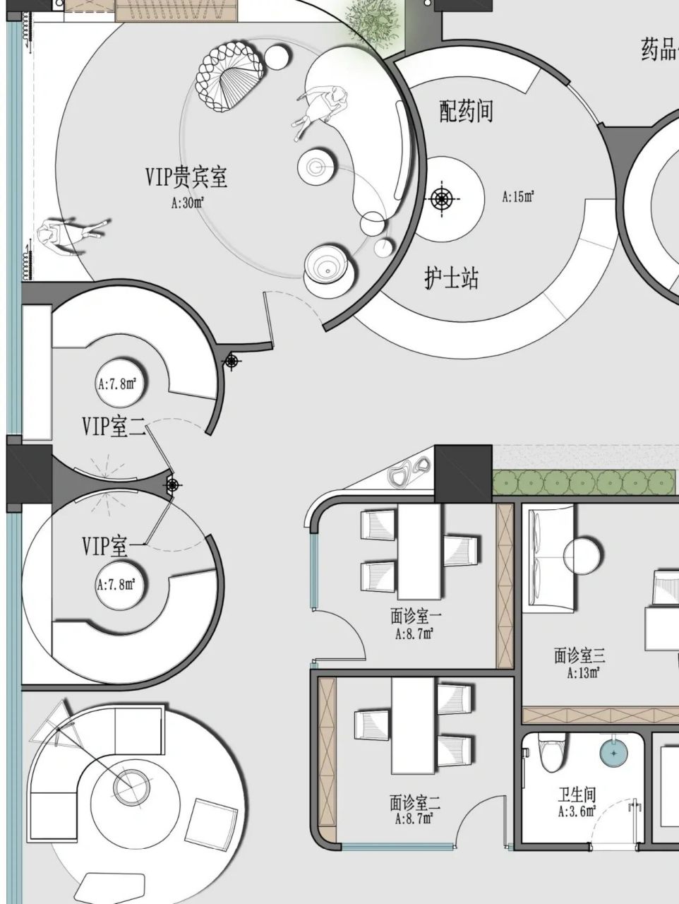 500平美容院平面图 美容院平面图