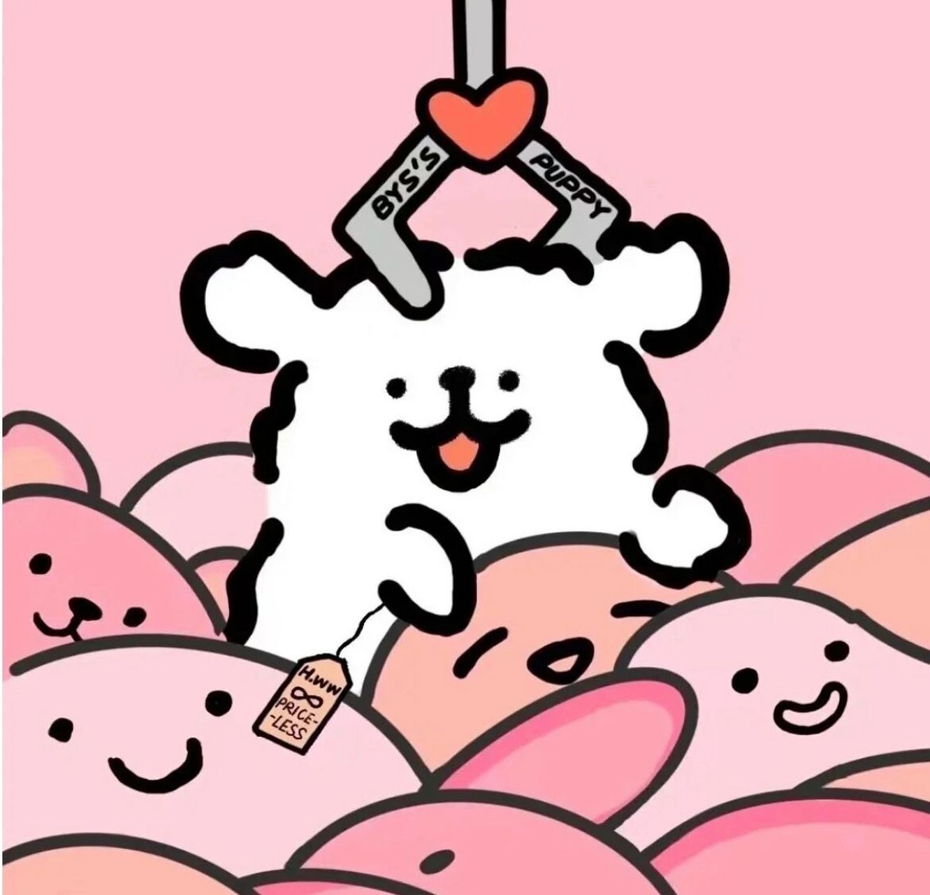 线条小狗情头 卡通头像 好可爱