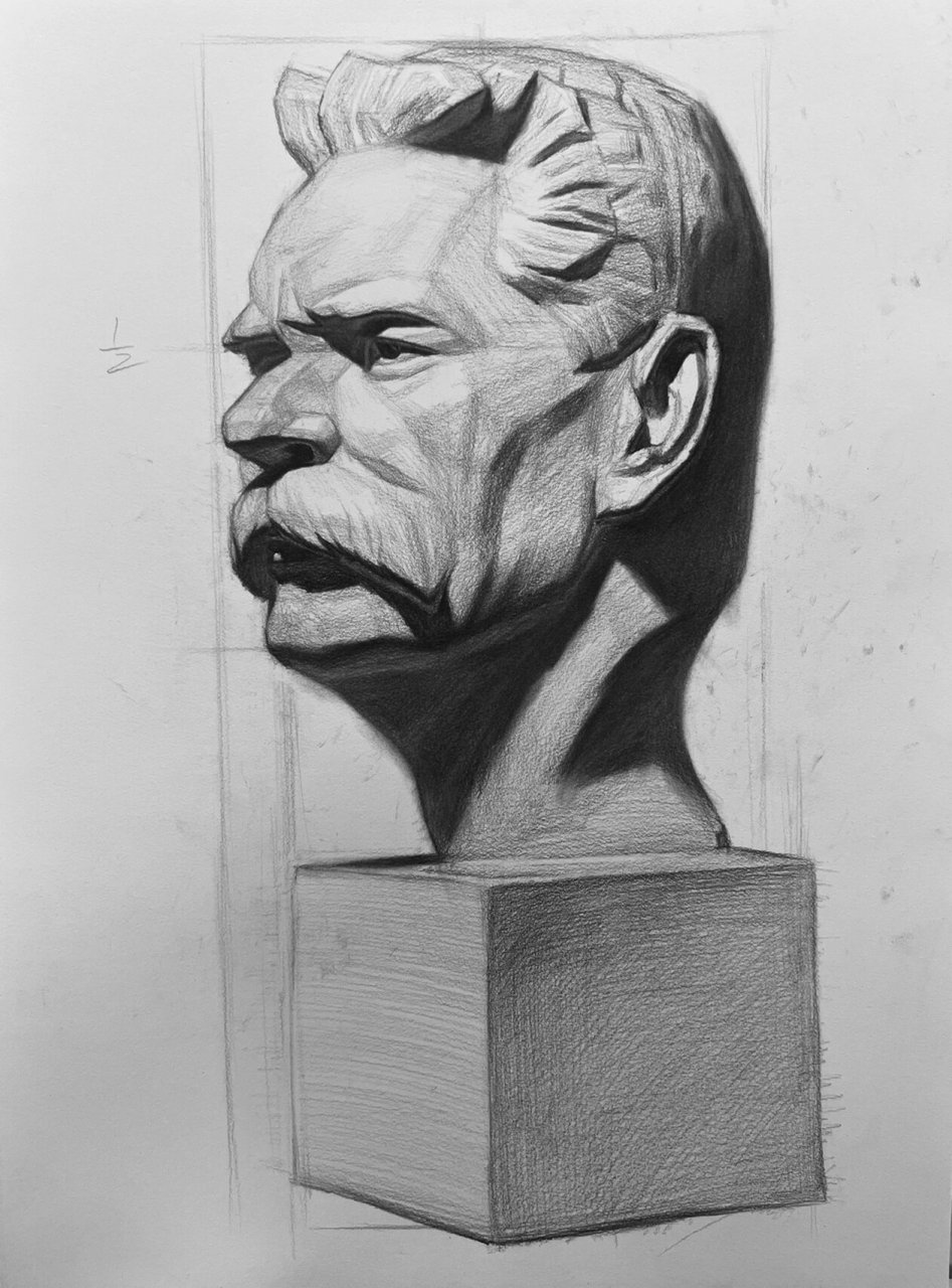 高尔基石膏像素描2 书籍是人类进步的阶梯——高尔基.