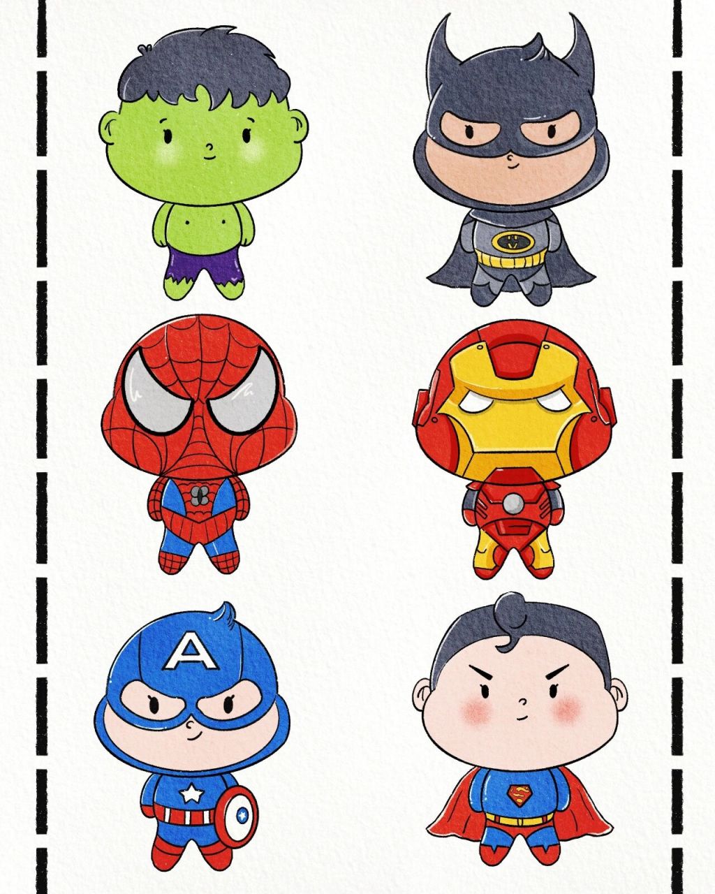 简笔画漫威|q版胖脸人物|可爱蜘蛛侠|超人 绘画工具:ipad .