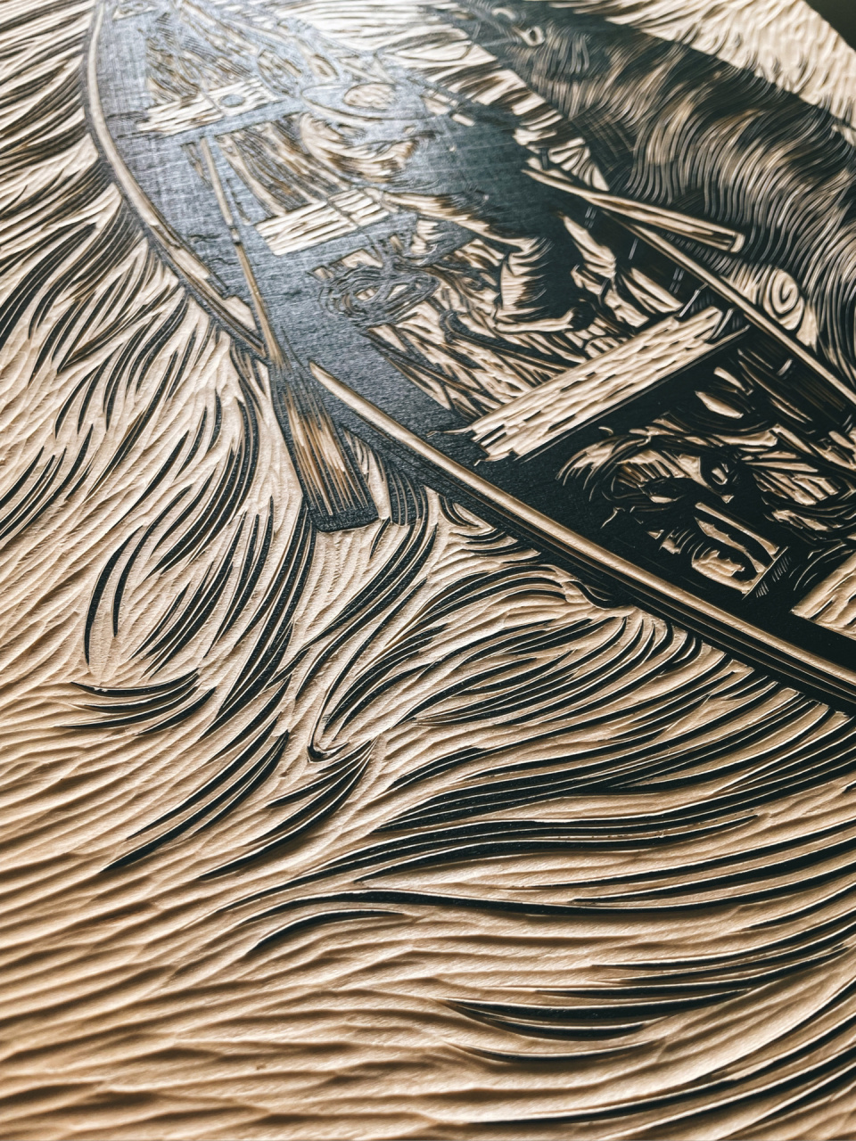 木刻版画·老人与海