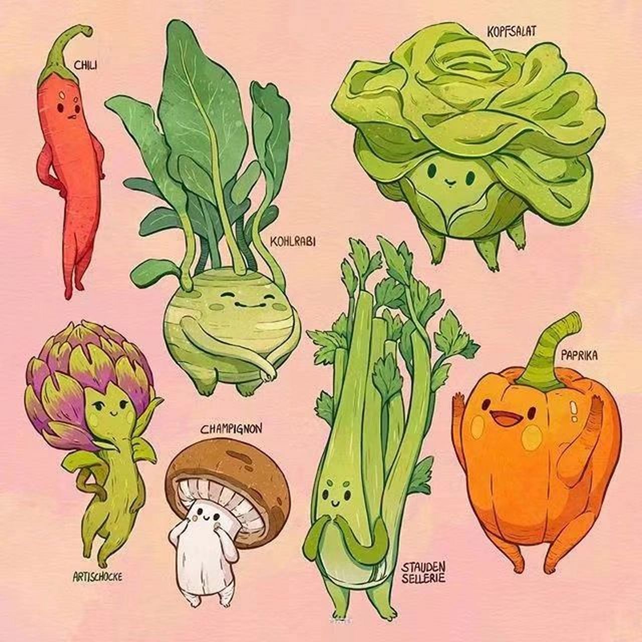 卡通蔬菜拟人插画 少儿美术素材分享