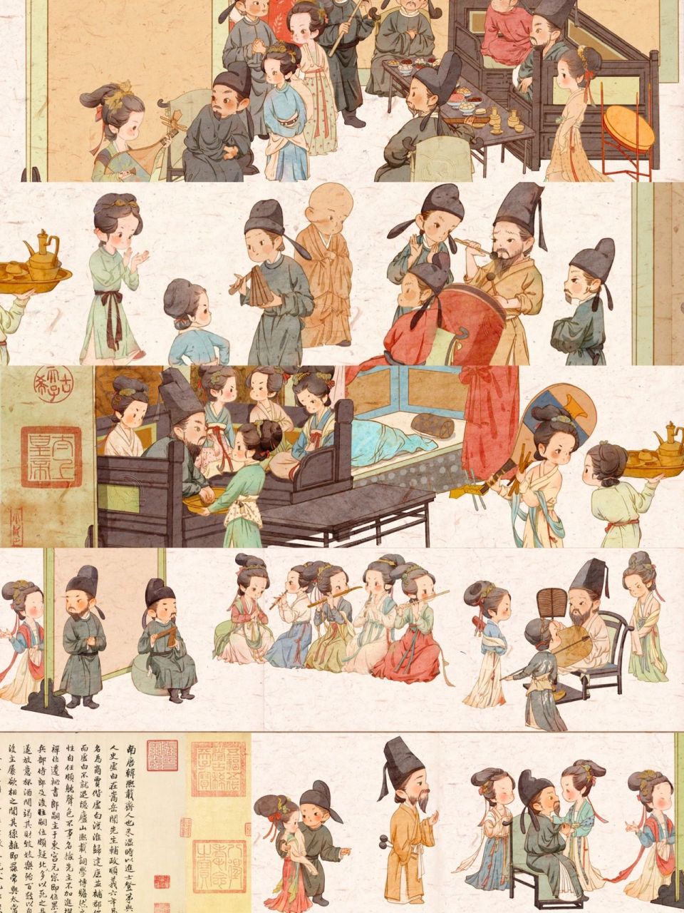 q萌版韩熙载夜宴图全图来啦～ 图文版来啦!之后有机会再出个ae版本