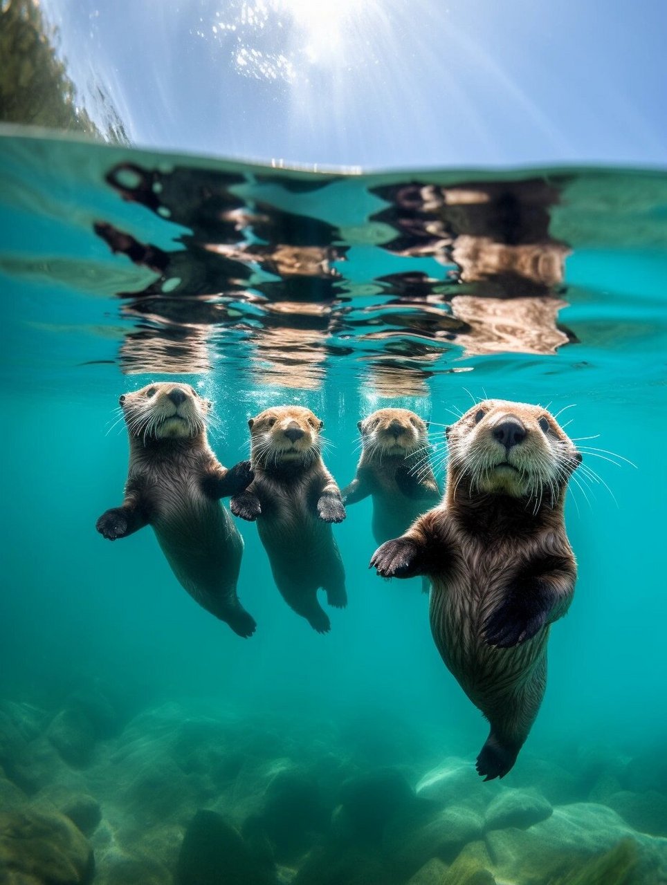 躺平海獭宝宝终于出门了 今天是海边聚会party!