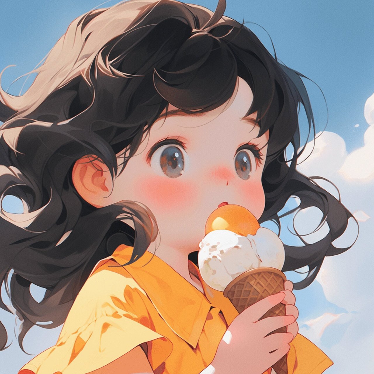 可爱头像‖夏日冰淇淋 今天是吃着冰淇淋的可爱女孩!