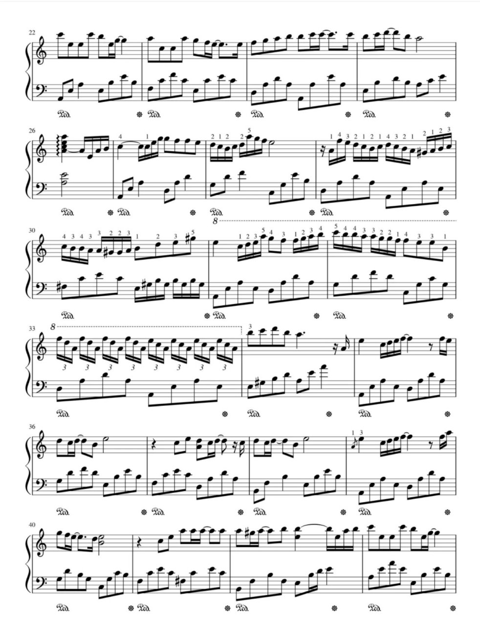 王菲《如愿》钢琴谱