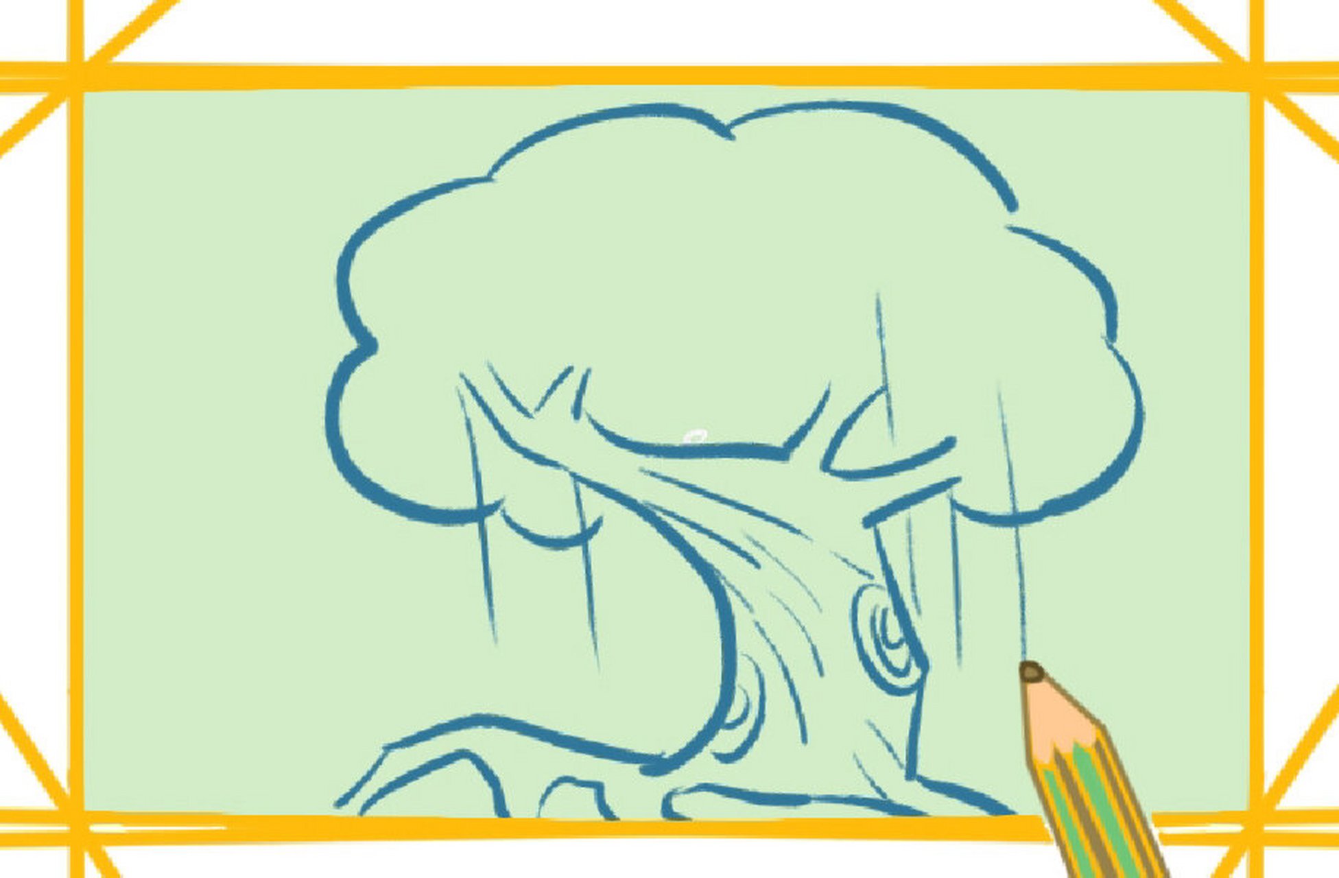 【一下语文】第三单元《树和喜鹊》板书 左边画了一个简笔画榕树,因为