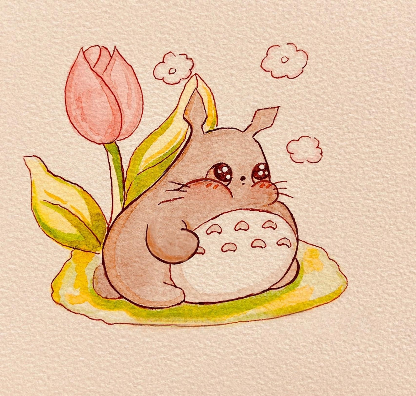 龙猫简笔画 我想再等等,就算没可能,可我就想等你