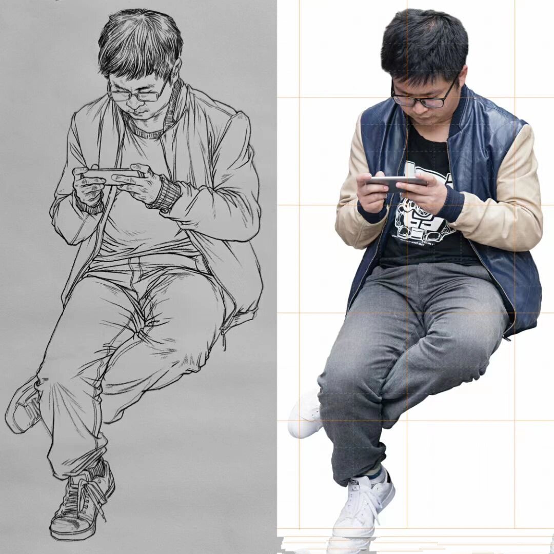 人物速写坐姿站姿