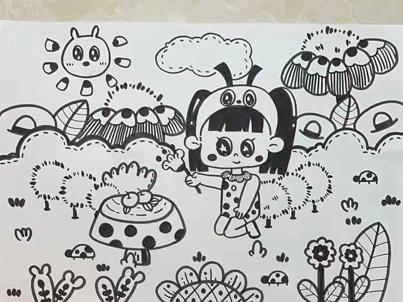 标题:简笔画快乐的远足