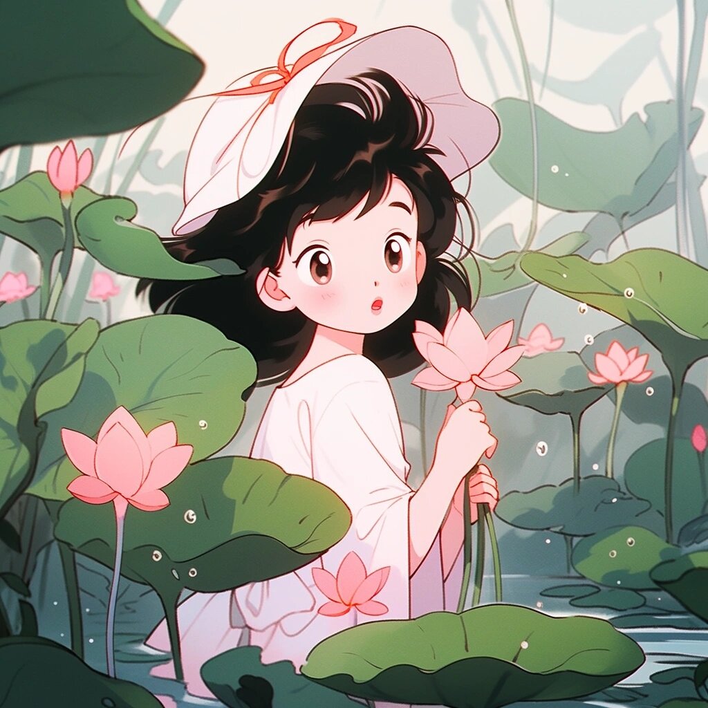 女生头像丨心平气荷花,才能好运莲莲!