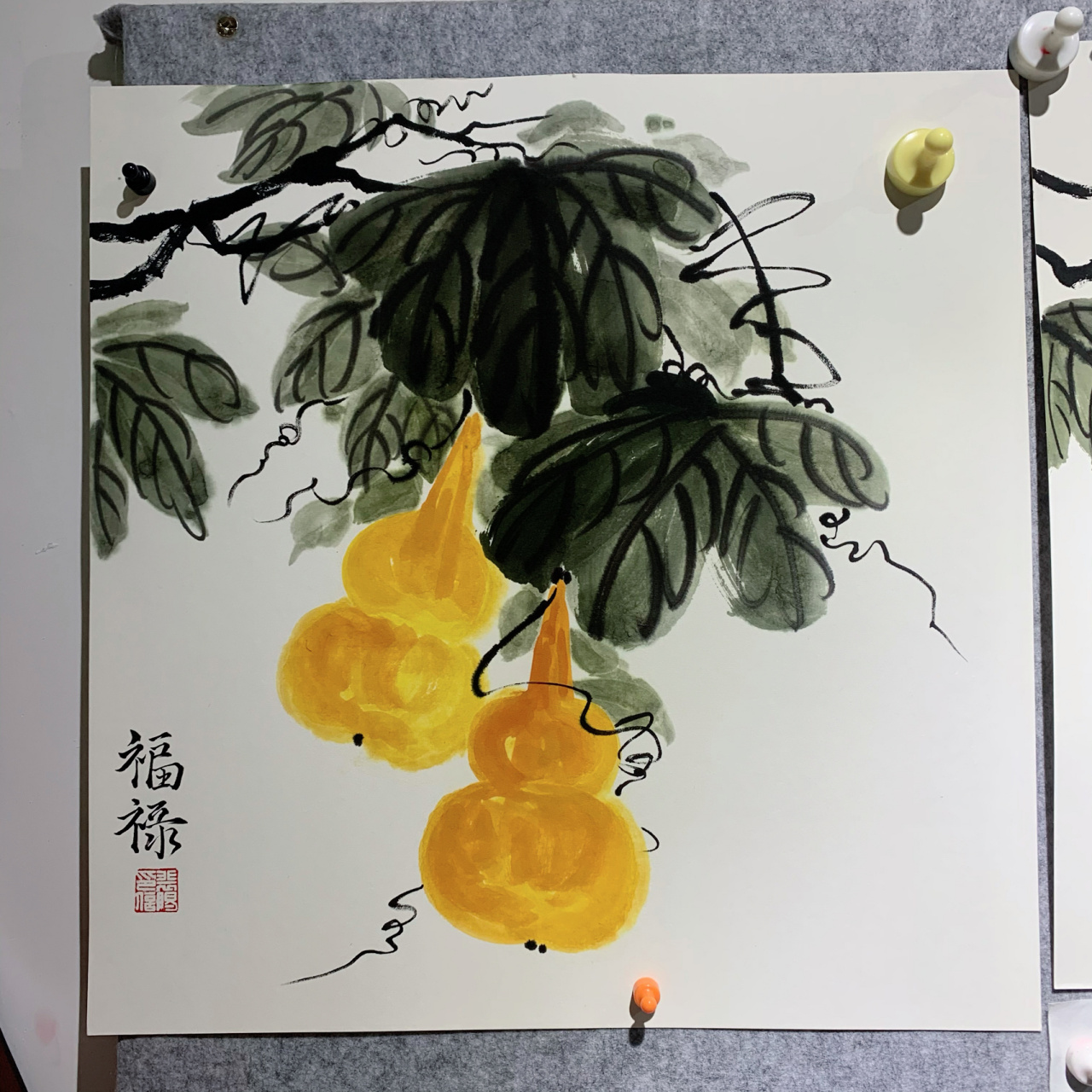 国画葫芦福禄双全