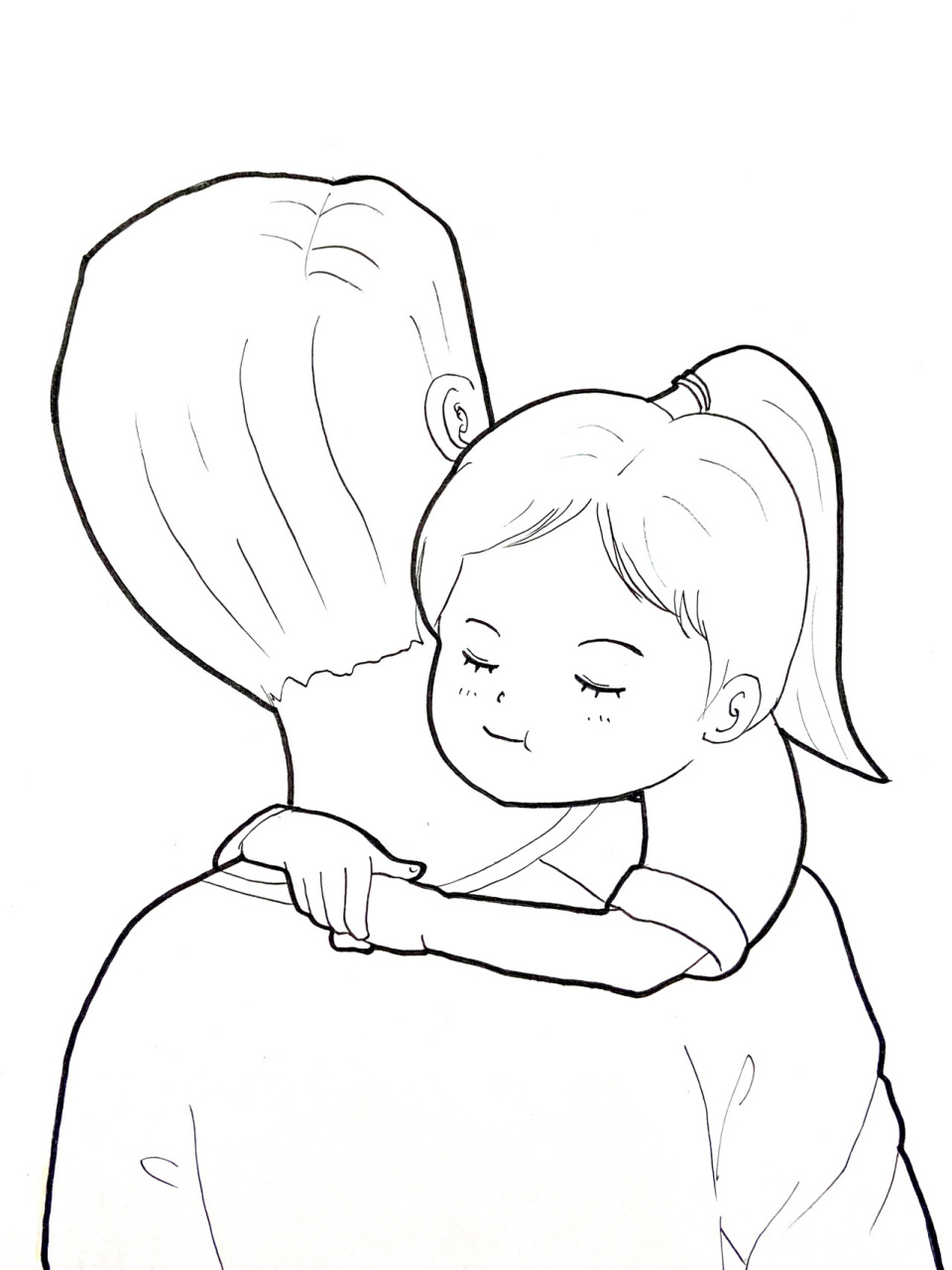 马克笔|手抄报主图|父亲节之爸爸的拥抱 适合作为父亲节的主题画,也