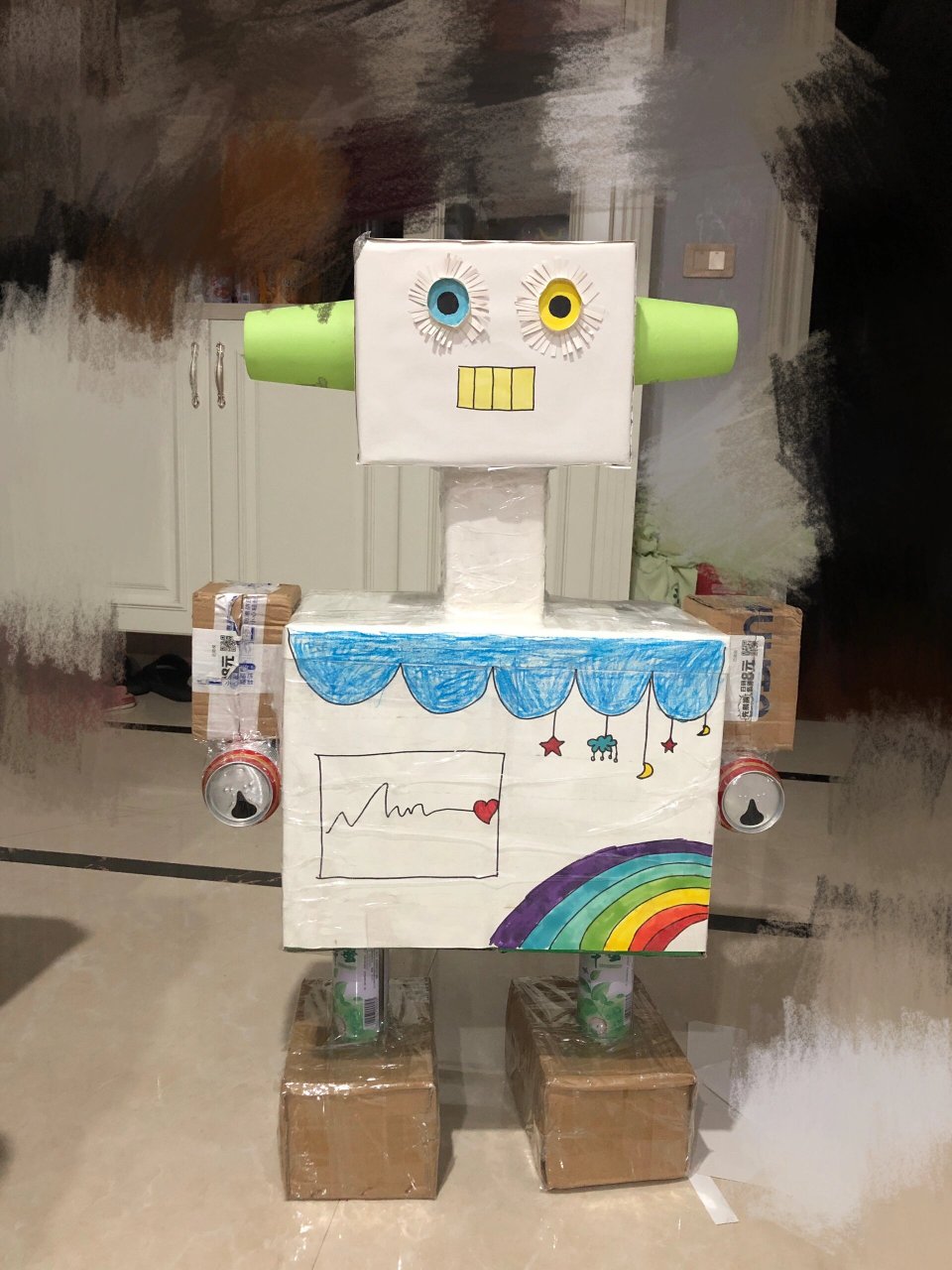 机器人手工制作纸箱 老师布置的家庭作业———纸盒机器人0615.