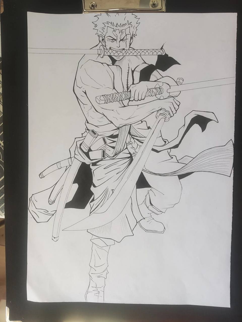 海贼王手绘 索隆 三刀流 临摹      临摹用户:norman 索隆三刀流,附