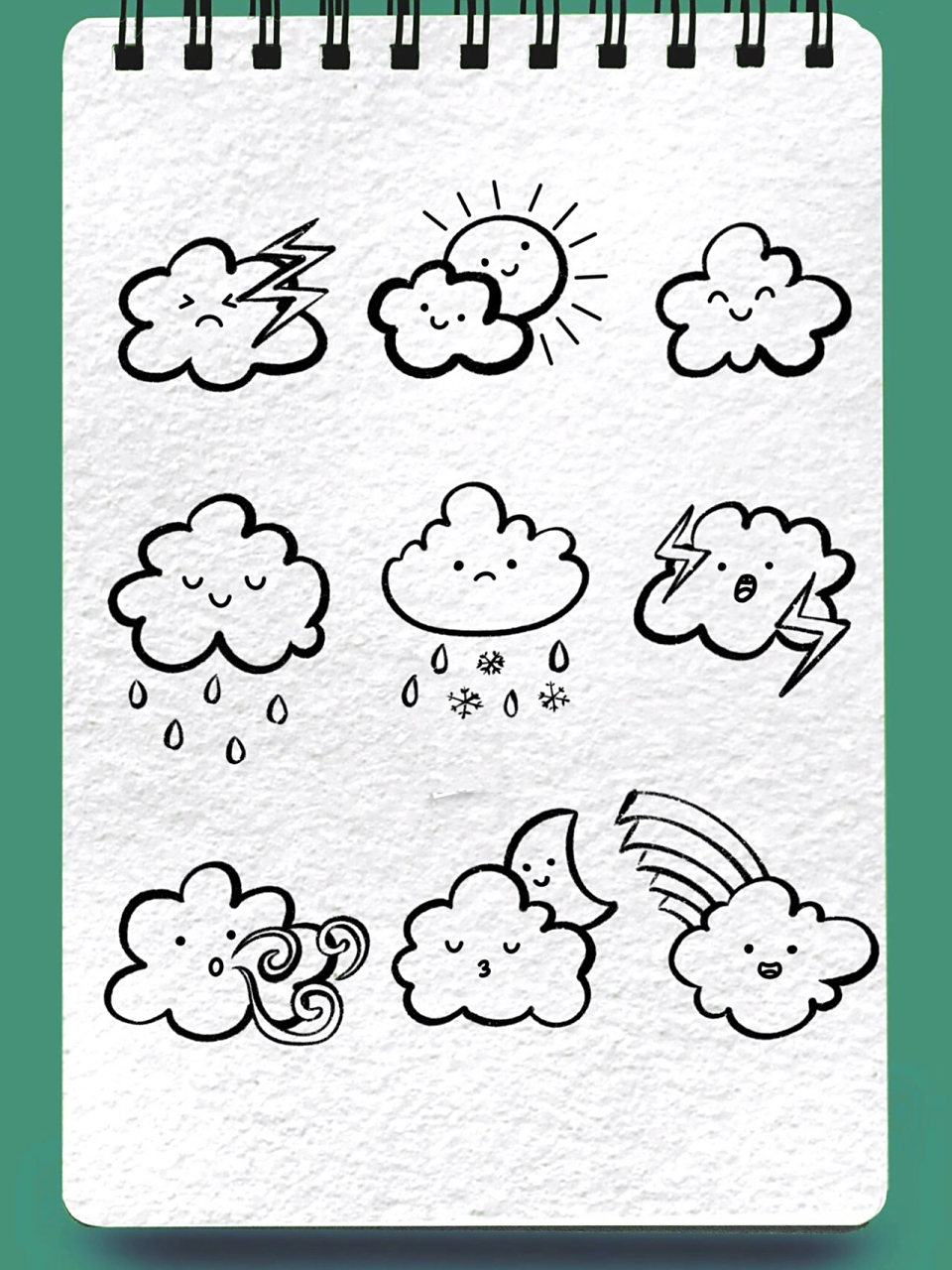 天气云朵简笔画手绘手帐素材零基础学绘画      简单云朵天气预报