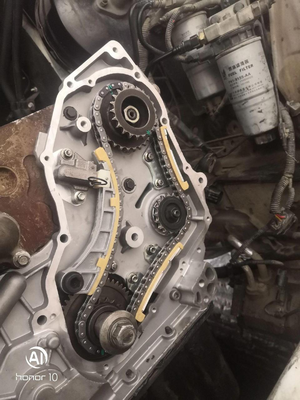 江淮星锐1.9t发动机正时链条记号点安装