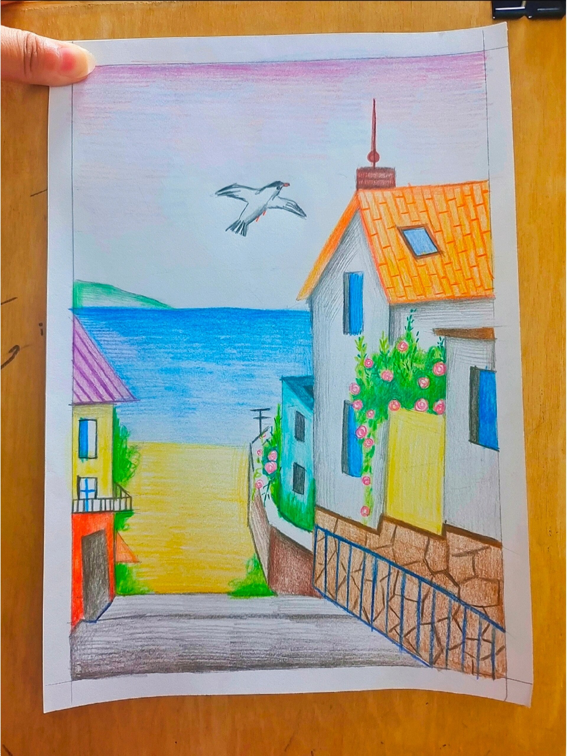 海边小屋(彩铅风景附步骤图)