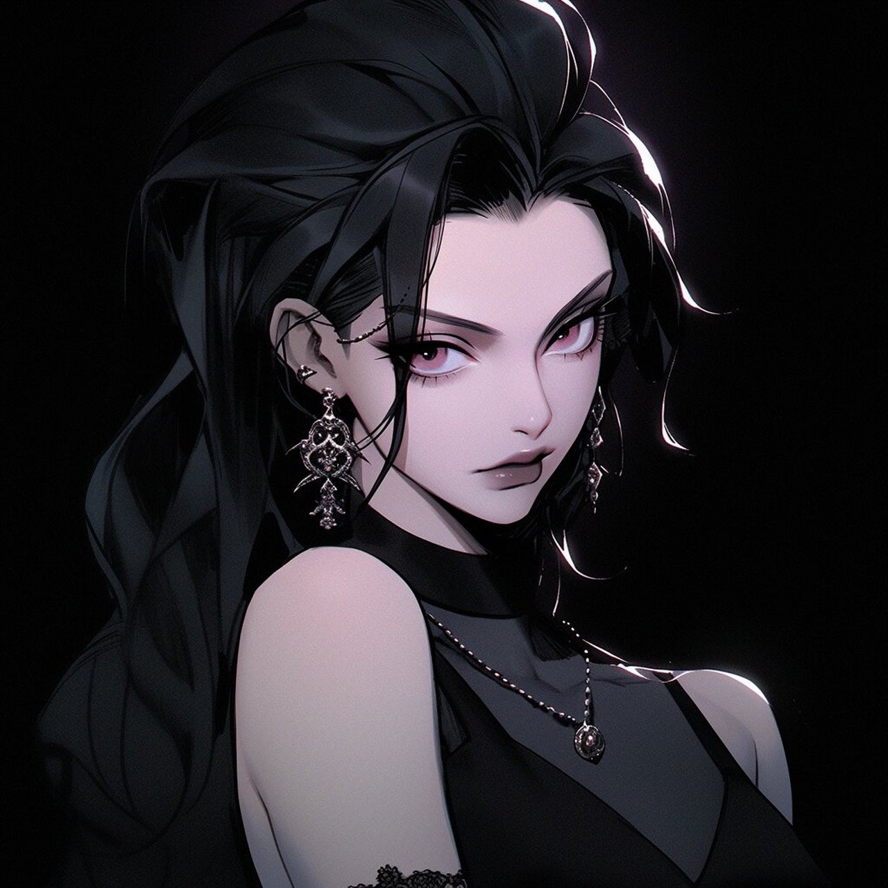 ai头像|暗黑系哥特女孩漫画头像