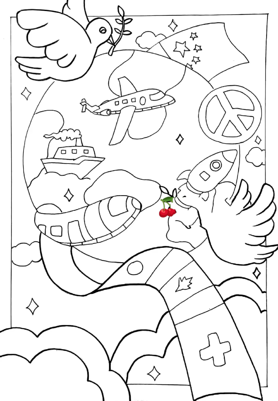 世界和平 主题绘画 世界和平主题绘画,需要线稿的3连,私发高清线稿