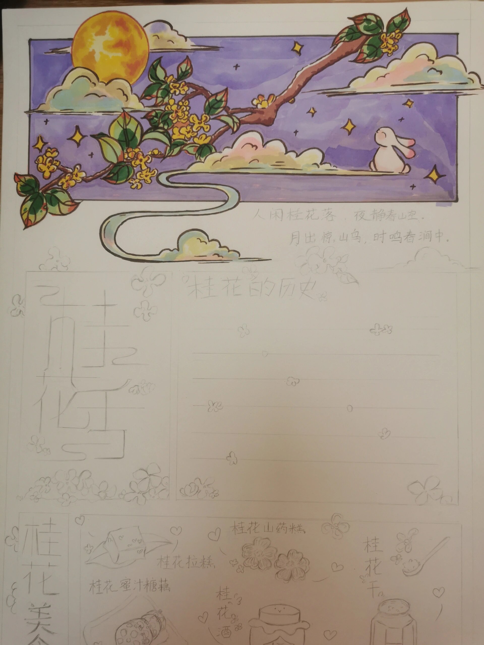 桂花树名片制作小学生图片