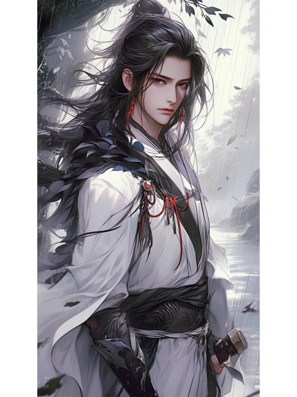 midjourney|水墨诸葛亮『鹤羽星尊』头像壁纸 鹤羽星尊男神 #诸葛亮鹤