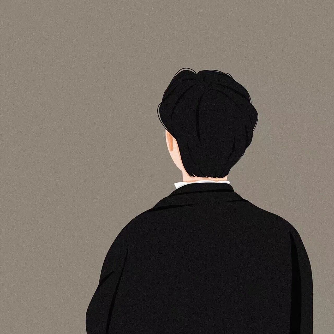 手绘插画背影杀情侣头像男 太阳照常升起,而我依旧想你 #情侣头像 @薯