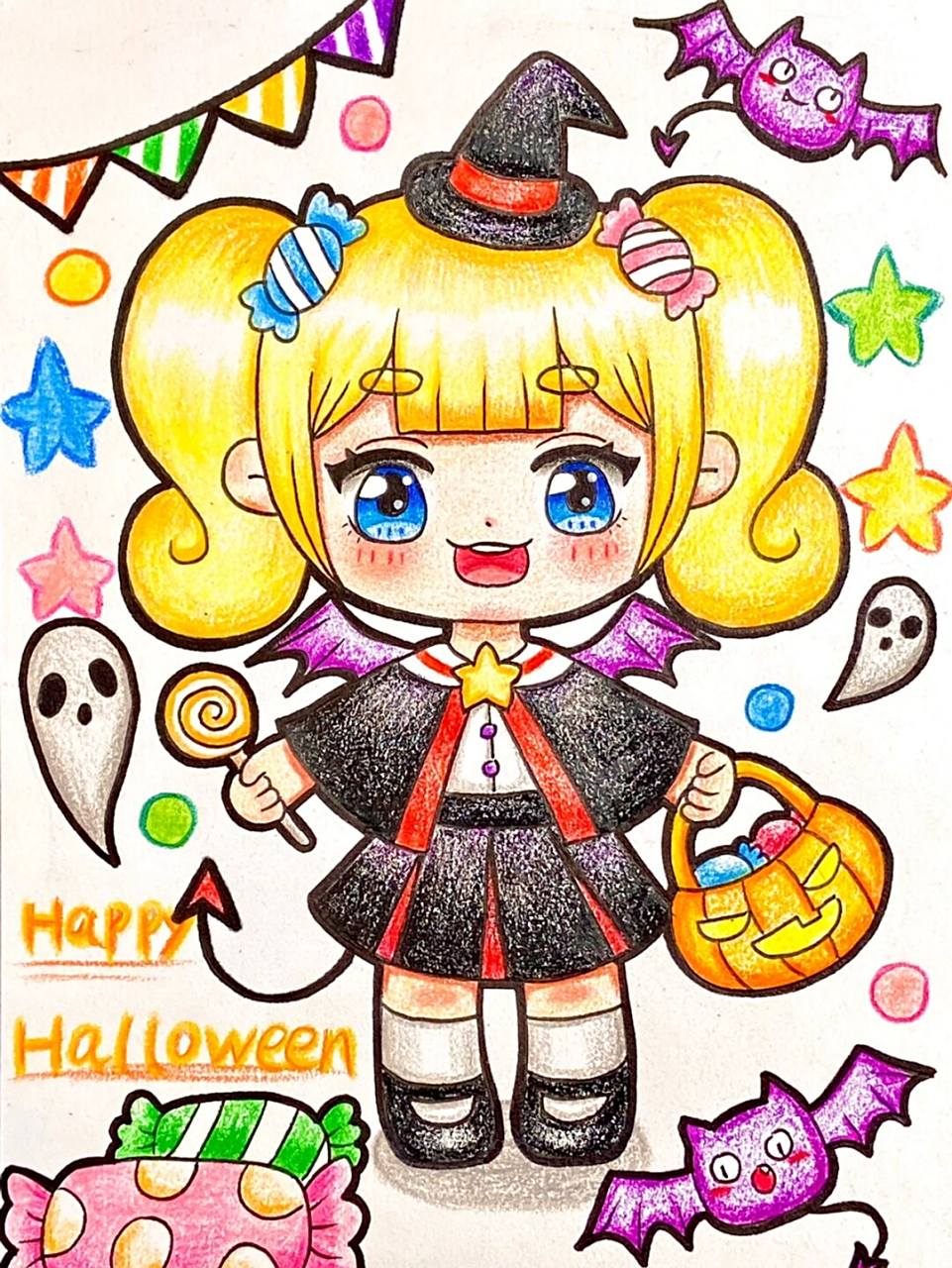 9678787878787878 16615原创万圣节彩铅q版人物