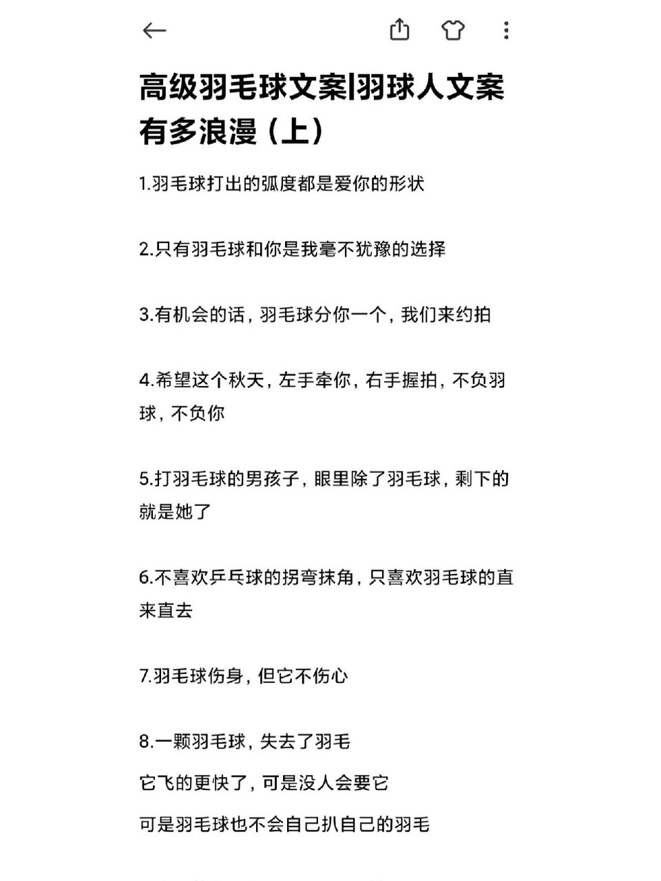 高级羽毛球文案