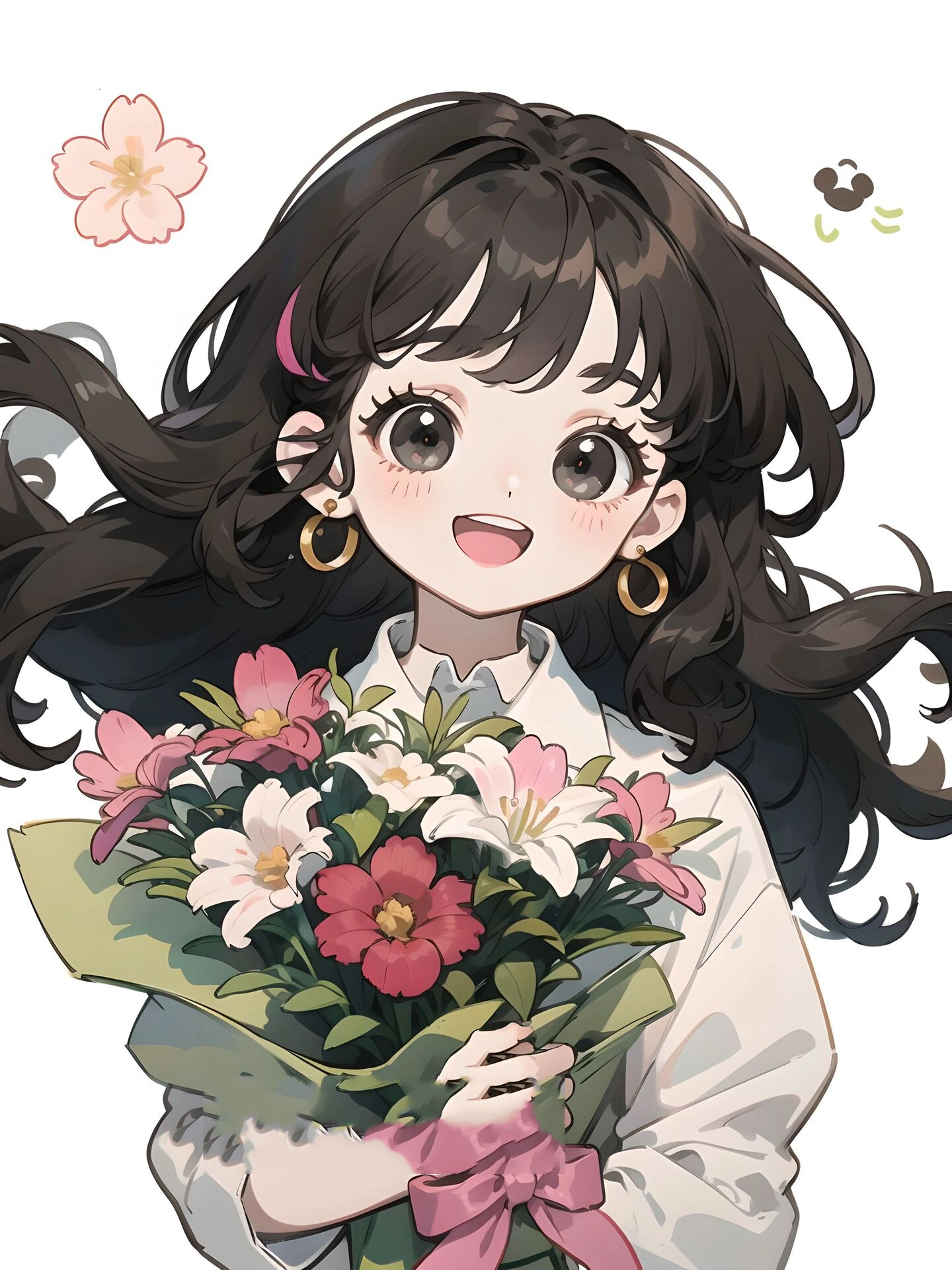 动漫素材 | 手捧鲜花的夏日少女动漫