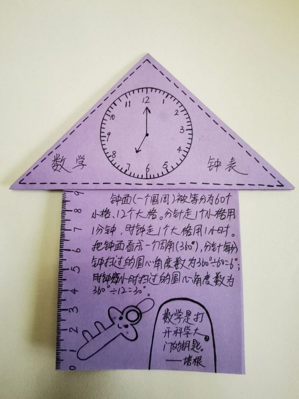 小学生数学书签 小学生用的数学书签,不仅仅是书签哦,还可以学到钟表