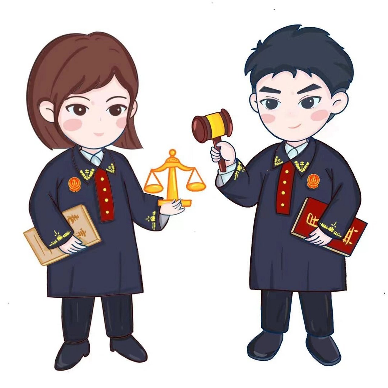 小法官ip形象两个     	 某法院 禁商用 可约稿