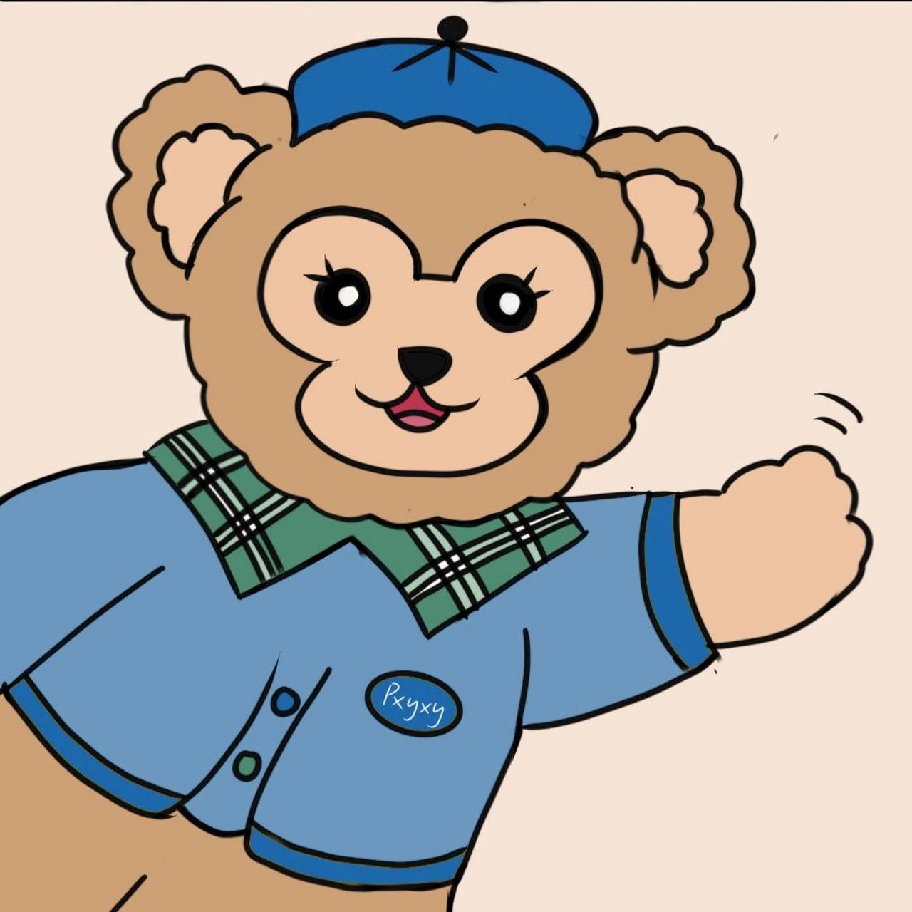 迪士尼简笔画|达菲熊和他的朋友们(附线稿 四宫格|达菲熊 雪莉玫